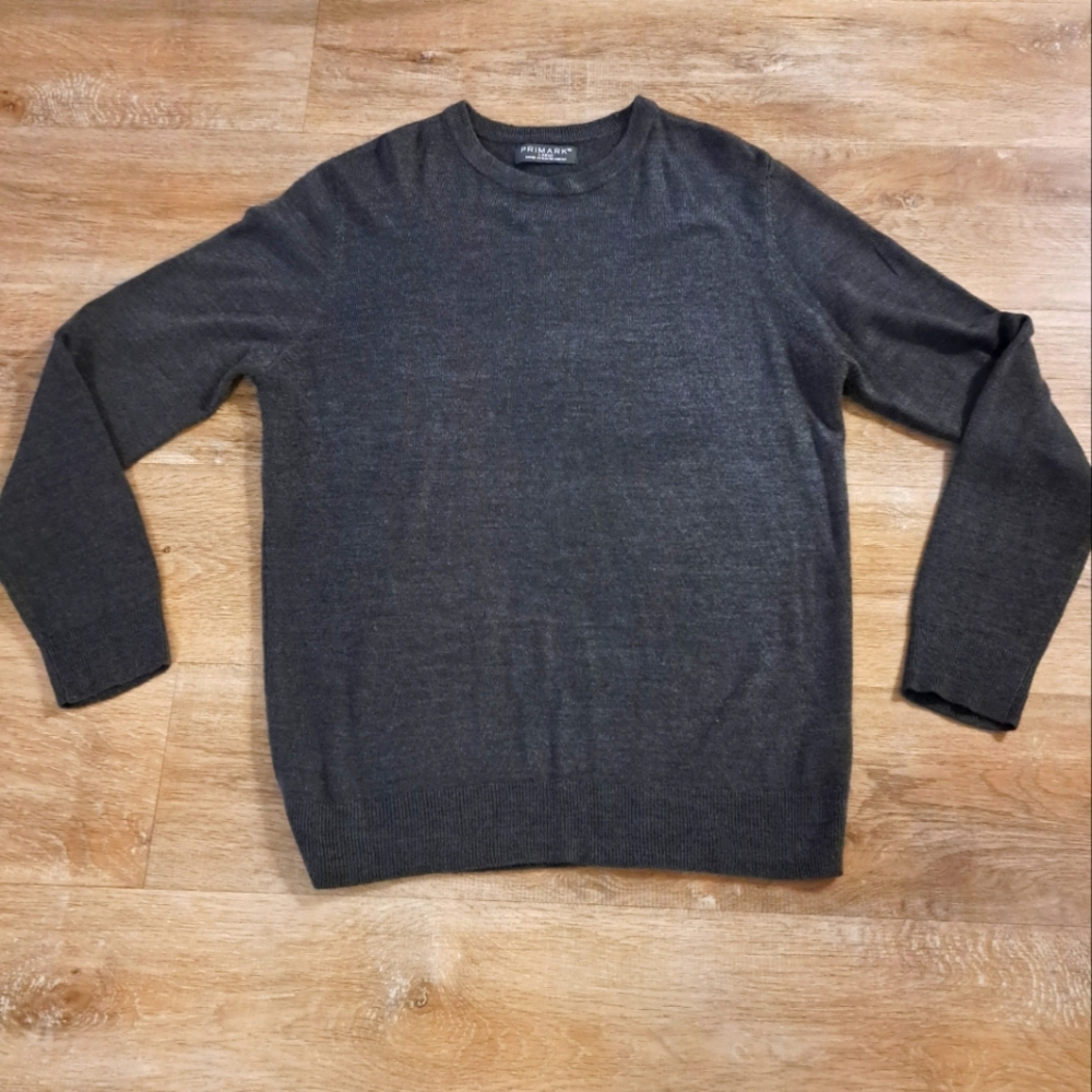 Primark Charcoal Gray Soft Acrylic Crewneck Sweater Men's Size Large